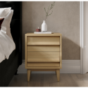 AKS001 Light Oak 2 Drawer Bedside Table - Aksel