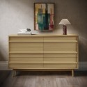 A1/AKS002 ONLY OPENED - Wide Light Oak Chest of 6 Drawers - Aksel