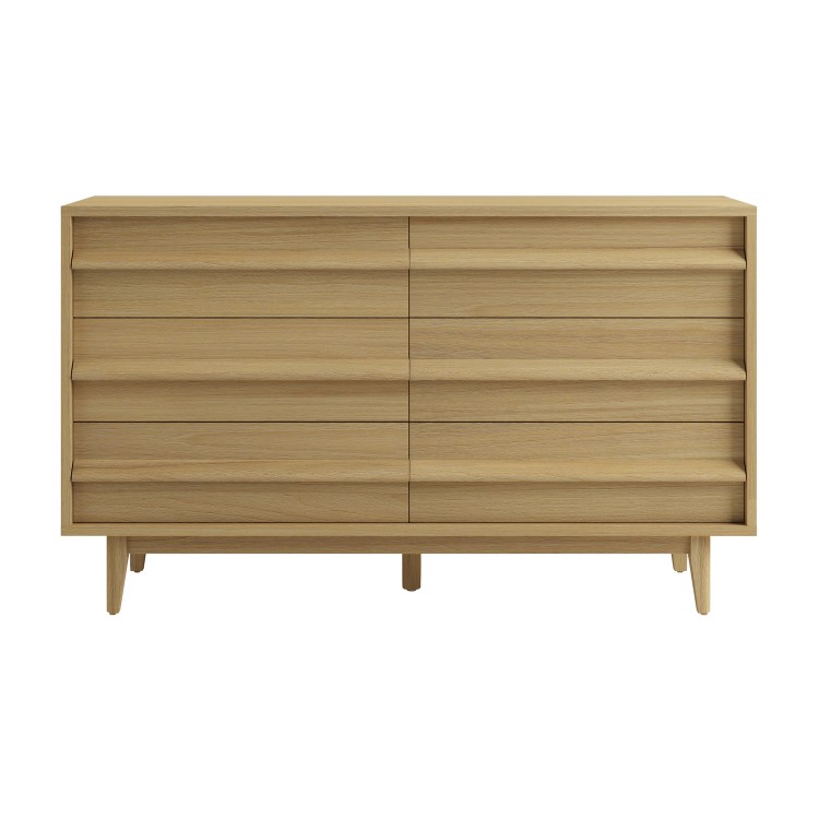 Wide Light Oak Chest of 6 Drawers - Aksel