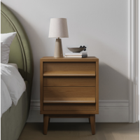 Dark Oak 2 Drawer Bedside Table - Aksel