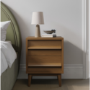 Dark Oak 2 Drawer Bedside Table - Aksel