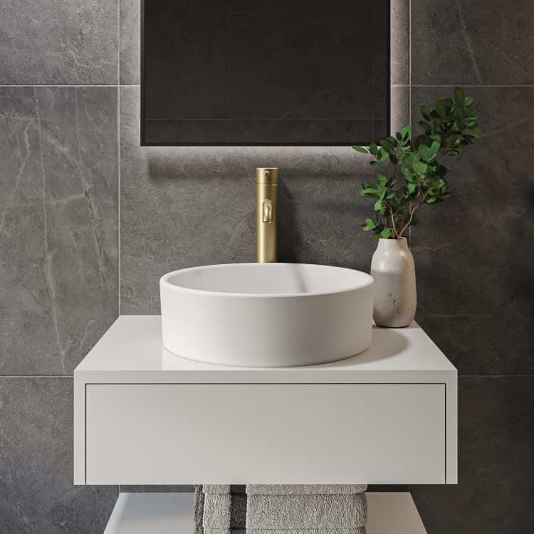 ONLY OPENED - Matt White Round Countertop Basin 388mm - Alaska