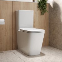 GRADE A1 - Close Coupled Rimless Closed Back Toilet with Soft Close Seat - Albi