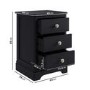 Tall Black 3-Drawer Bedside Table - Alexander