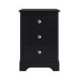 Tall Black 3-Drawer Bedside Table - Alexander