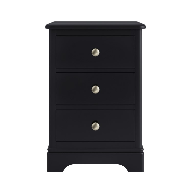 Tall Black 3-Drawer Bedside Table - Alexander