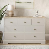 Wide Oak and Cream Chest of 7 Drawers - Alexander Wide Oak and Cream Chest of 7 Drawers - Alexander