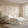 Pack of 2 Upholstered Wall-Mounted Headboard Panels in Beige Velvet - Alisha