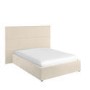 Beige Velvet Double Ottoman Bed with Tall Headboard - Alisha