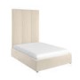 Beige Velvet Double Ottoman Bed with Tall Headboard - Alisha