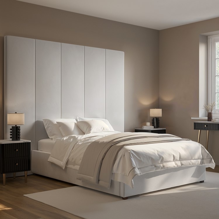 Pack of 2 Upholstered Wall-Mounted Headboard Panels in Grey Velvet - Alisha