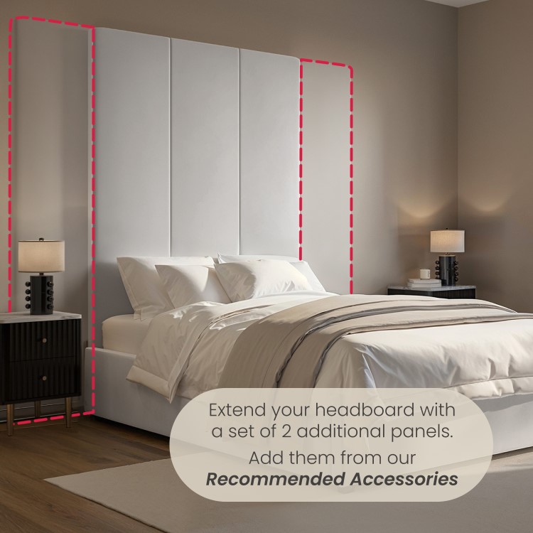 Grey Velvet Double Ottoman Bed with Tall Headboard - Alisha