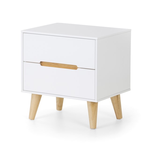 Retro White Bedside with 2 Drawers - Alicia - Julian Bowen