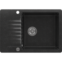Compact 1 Bowl Black Granite Composite Kitchen Sink & Waste - 715 x 500mm - Alice