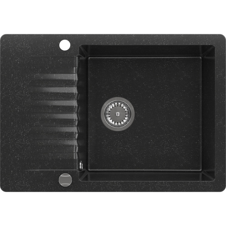 Single Bowl Black Inset Granite Composite Compact Kitchen Sink with Reversible Drainer - Enza Alice