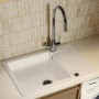 Single Bowl White Inset Granite Composite Compact Kitchen Sink with Reversible Drainer - Enza Alice