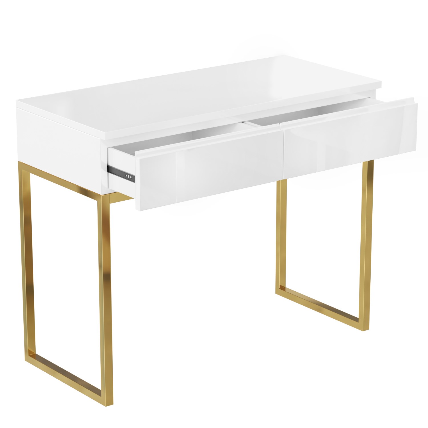 White High Gloss Dressing Table with 2 Drawers Alina BuyItDirect.ie