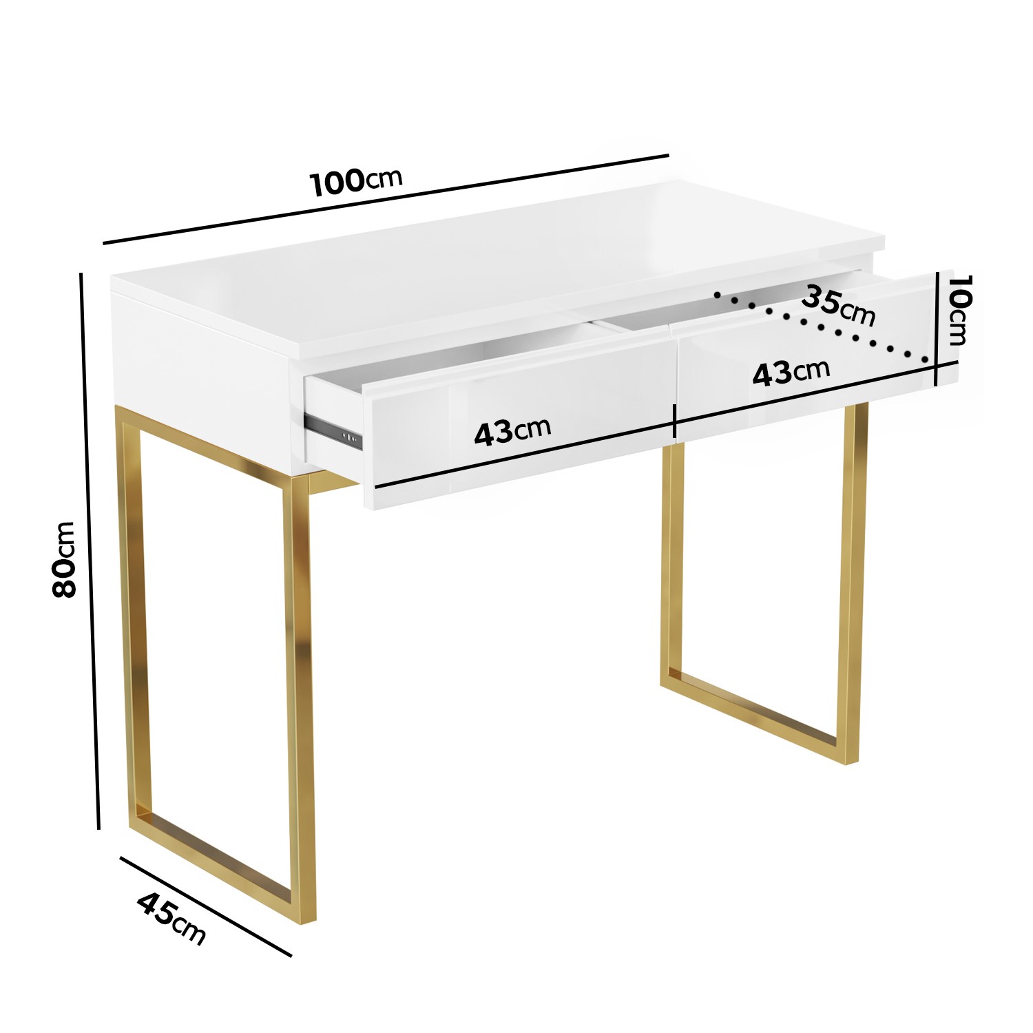 White High Gloss Dressing Table with 2 Drawers - Alina - Page 1 - - BuyItDirect.ie White High Gloss Dressing Table with 2 Drawers - Alina - Page 1 - - BuyItDirect.ie