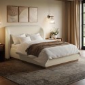 ALN001D Cream Upholstered Double Ottoman Bed with Curved Headboard - Adelyn