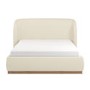 Cream Upholstered King Size Ottoman Bed with Curved Headboard - Adelyn