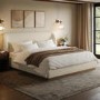 Cream Upholstered Super King Ottoman Bed with Curved Headboard - Adelyn