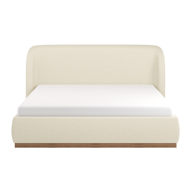 Cream Upholstered Super King Ottoman Bed with Curved Headboard - Adelyn