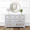 Wide Grey Mirrored Boho Chest of 6 Drawers - Alexis