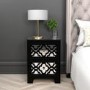 Black Mirrored Boho 2 Drawer Bedside Table - Alexis