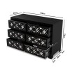 Wide Black Mirrored Boho Chest of 6 Drawers - Alexis