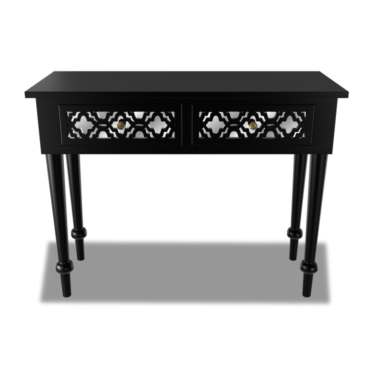 Black Mirrored Boho Dressing Table with 2 Drawers - Alexis