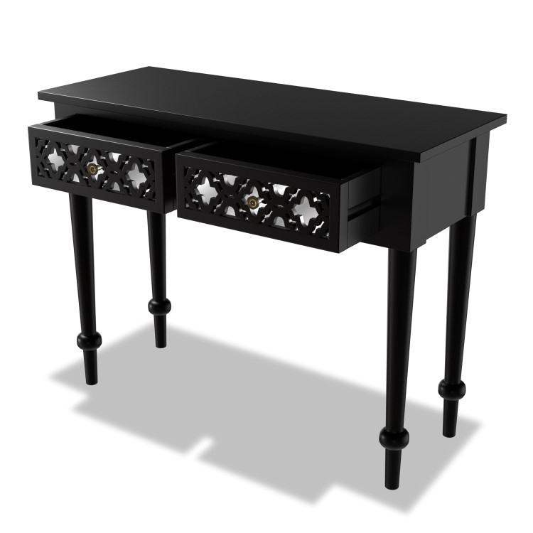 Black Mirrored Boho Dressing Table with 2 Drawers - Alexis