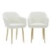 Set of 2 Cream Boucle Armchair Dining Chairs With Brass Legs -Ally