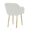 Set of 2 Cream Boucle Armchair Dining Chairs With Gold Legs -Ally