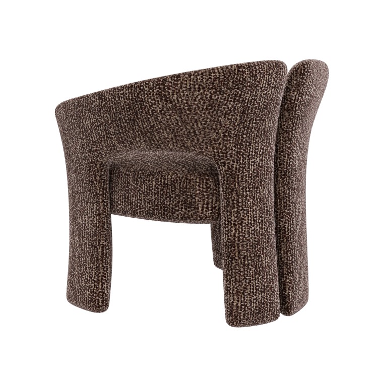 Brown Boucle Modern Curved Accent Chair - Azalea