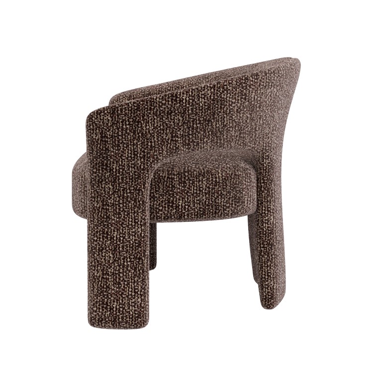 Brown Boucle Modern Curved Accent Chair - Azalea