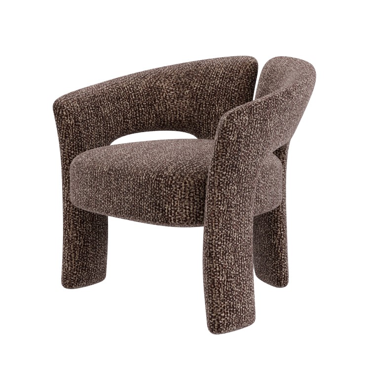 Brown Boucle Modern Curved Accent Chair - Azalea