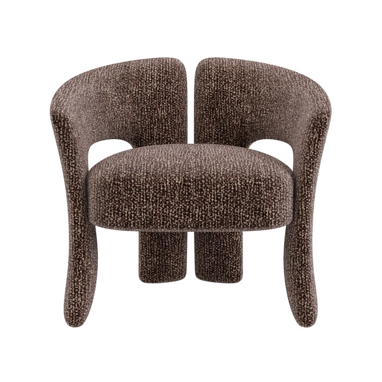 Brown Boucle Modern Curved Accent Chair - Azalea