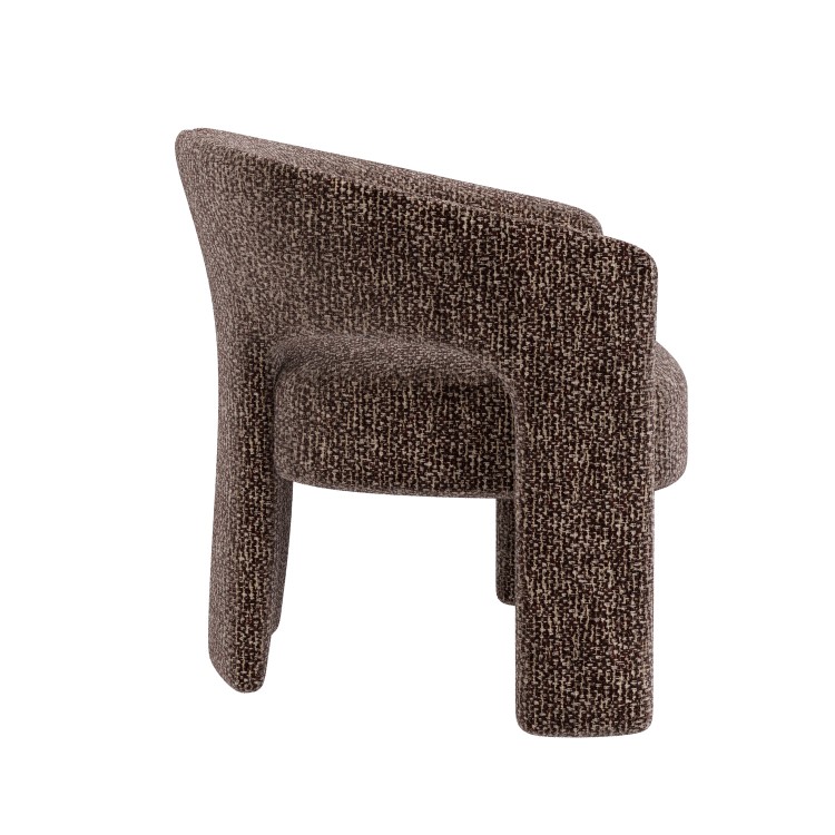 Brown Boucle Modern Curved Accent Chair - Azalea