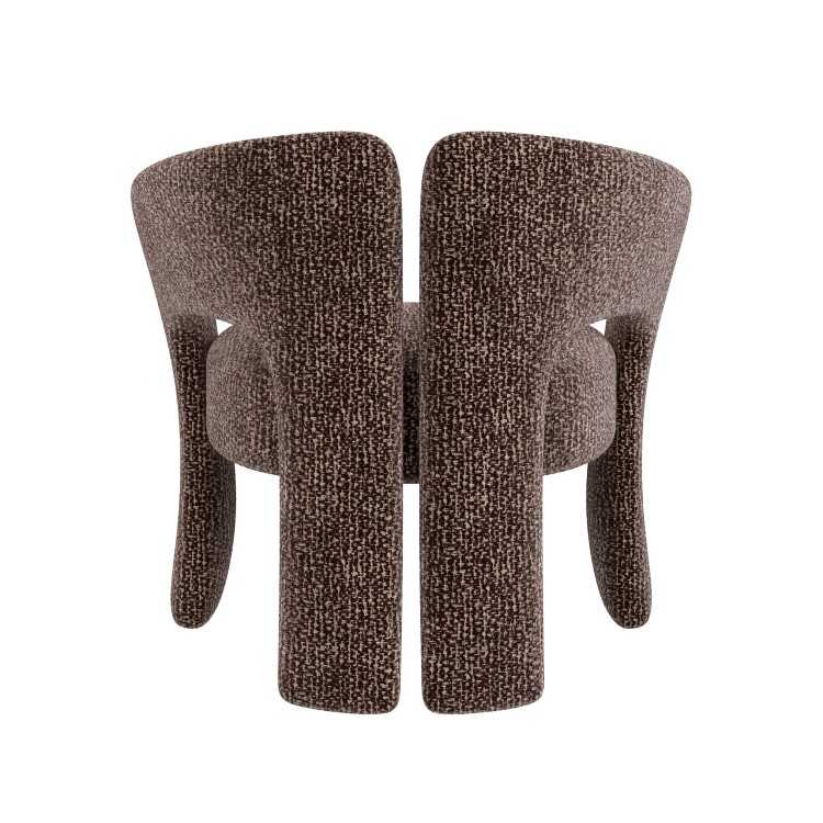 Brown Boucle Modern Curved Accent Chair - Azalea