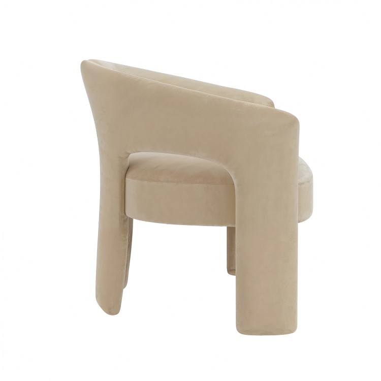 Beige Velvet Modern Curved Accent Chair - Azalea
