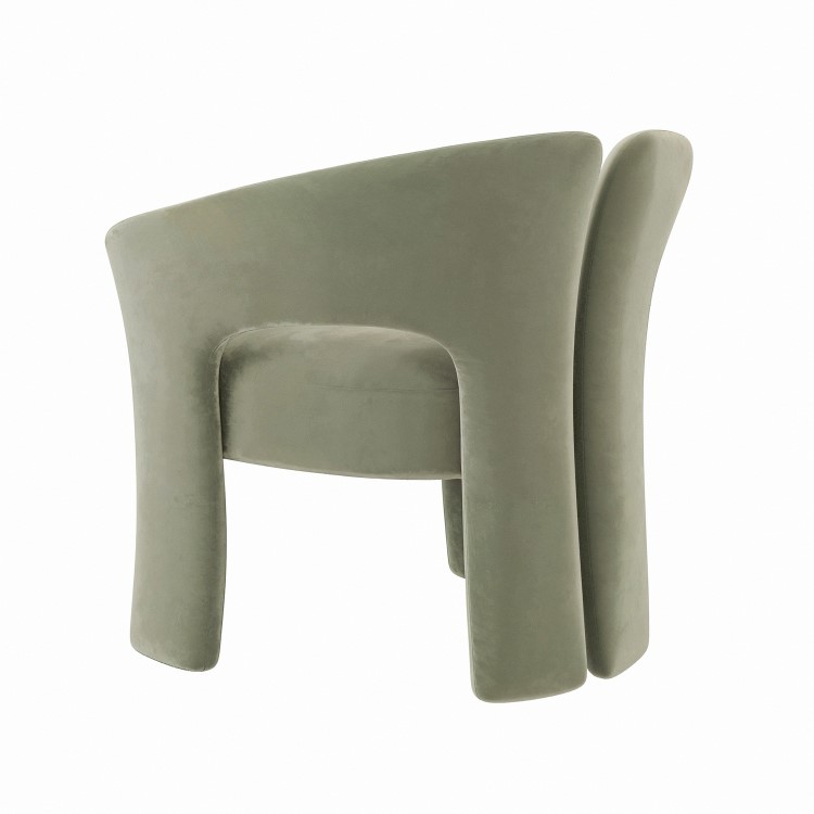 Sage Green Velvet Modern Curved Accent Chair - Azalea