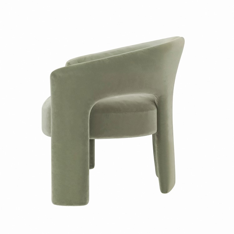 Sage Green Velvet Modern Curved Accent Chair - Azalea
