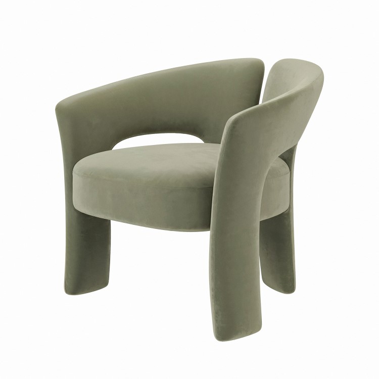 Sage Green Velvet Modern Curved Accent Chair - Azalea