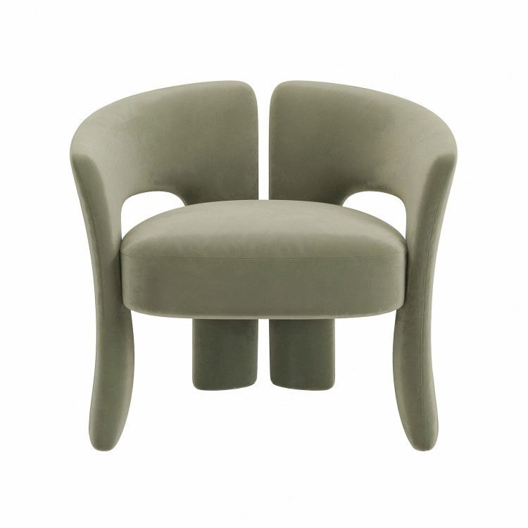Sage Green Velvet Modern Curved Accent Chair - Azalea