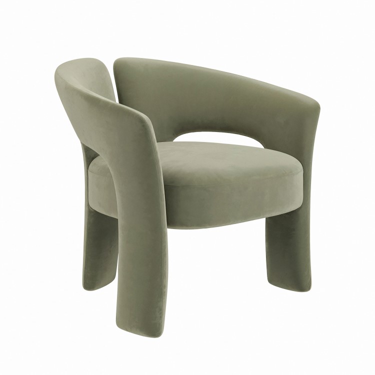 Sage Green Velvet Modern Curved Accent Chair - Azalea