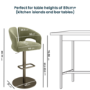 Sage Green Velvet Adjustable Swivel Bar Stool with Brass Base - Azalea
