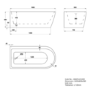 Freestanding Single Ended Left Hand Fluted Corner Bath 1650 x 800mm - Amaro