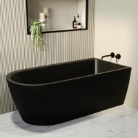 GRADE A1 - Matt Black Freestanding Single Ended Right Hand Corner Bath 1650 x 800mm - Amaro