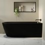 GRADE A1 - Matt Black Freestanding Single Ended Right Hand Corner Bath 1650 x 800mm - Amaro