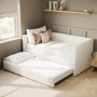 Single Day Bed with Pull Out Trundle in Cream Fabric - Amie